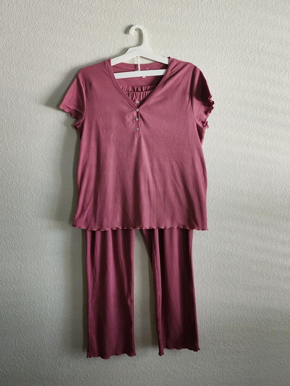 Aerosoles Ribbed Knit Scallop Hem PJ's Lounge Set Size Large